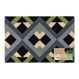 Rackhams Eco-Friendly Latex Backed Coir Entrance Doormat, 40x60cm - Geo - 1 - Blue - thumbnail 1