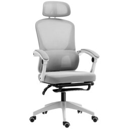 Rackhams Mesh Ergonomic Office Chair with Lumbar Support, Headrest, Grey - thumbnail 3