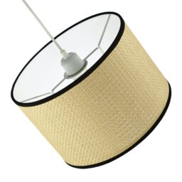 Rackhams Thin Strapped Rattan Drum Lamp Shade with Black Cotton Fabric Trims - thumbnail 4