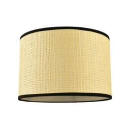 Rackhams Thin Strapped Rattan Drum Lamp Shade with Black Cotton Fabric Trims - thumbnail 1