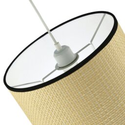 Rackhams Thin Strapped Rattan Drum Lamp Shade with Black Cotton Fabric Trims - thumbnail 3