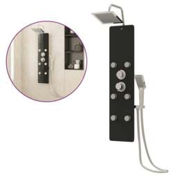 Rackhams Shower Panel Unit Glass 25x47.5x130 cm Black - thumbnail 2