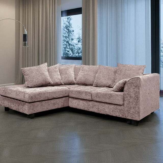 Rackhams Monaco Chenille Fabric 4 Seater L Shaped Corner Sofa - Pink - Left Hand Facing - image 1