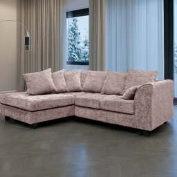 Rackhams Monaco Chenille Fabric 4 Seater L Shaped Corner Sofa - Pink - Left Hand Facing