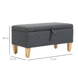Rackhams Linen Storage Ottoman Storage Box with Rubberwood Legs - Cream - Polyester, Sponge, Rubberwood - 71cm x 37cm x 36cm - thumbnail 4