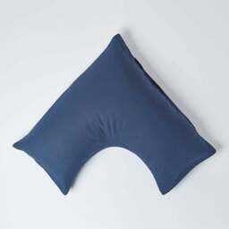 Rackhams French Flax Linen V Shaped Pillowcase - Navy Blue - thumbnail 1