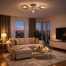 Rackhams Lina 3-Light Chrome Flush Ceiling Light - thumbnail 2