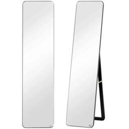 Rackhams Full Length Mirror, 156 x 37 cm Rectangular Full Body Mirror with Stand, Floor Standing, Hanging or Leaning Against Wall for Bedroom Cloakroom, Black - thumbnail 1