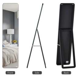Rackhams Full Length Mirror, 156 x 37 cm Rectangular Full Body Mirror with Stand, Floor Standing, Hanging or Leaning Against Wall for Bedroom Cloakroom, Black - thumbnail 5