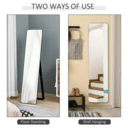 Rackhams Full Length Mirror, 156 x 37 cm Rectangular Full Body Mirror with Stand, Floor Standing, Hanging or Leaning Against Wall for Bedroom Cloakroom, Black - thumbnail 4