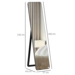 Rackhams Full Length Mirror, 156 x 37 cm Rectangular Full Body Mirror with Stand, Floor Standing, Hanging or Leaning Against Wall for Bedroom Cloakroom, Black - thumbnail 3