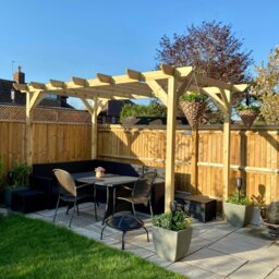 Rackhams Heavy Duty Timber Pergola - Complete DIY Kit - Treated Tanalised Redwood. - 2.4m - 2.4m - 2.7m (Without Base Plates) - thumbnail 1