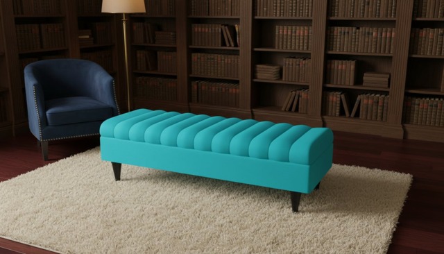 Rackhams Romo Panel Ottoman Bench Seat – Multi-Functional Coffee Table & Seating (Aqua) - 36 x 24 Inches (92 x 61cm) - image 1
