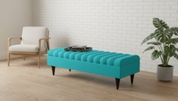 Rackhams Romo Panel Ottoman Bench Seat – Multi-Functional Coffee Table & Seating (Aqua) - 36 x 24 Inches (92 x 61cm) - thumbnail 2