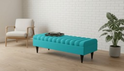 Rackhams Romo Panel Ottoman Bench Seat – Multi-Functional Coffee Table & Seating (Aqua) - 36 x 24 Inches (92 x 61cm) - thumbnail 6