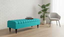 Rackhams Romo Panel Ottoman Bench Seat – Multi-Functional Coffee Table & Seating (Aqua) - 36 x 24 Inches (92 x 61cm) - thumbnail 3
