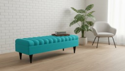Rackhams Romo Panel Ottoman Bench Seat – Multi-Functional Coffee Table & Seating (Aqua) - 36 x 24 Inches (92 x 61cm) - thumbnail 4