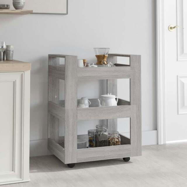 Rackhams Kitchen Trolley Grey Sonoma 60x45x80 cm Engineered Wood