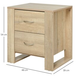Rackhams 2 Drawer Boxy Bedside Table w/ Handles Elevated Base Oak Brown - Brown - thumbnail 5