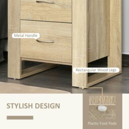 Rackhams 2 Drawer Boxy Bedside Table w/ Handles Elevated Base Oak Brown - Brown - thumbnail 4
