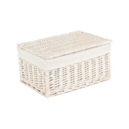 Rackhams Whitewash Steamed Cotton White Lined Wicker Storage Basket - Medium - thumbnail 3