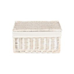 Rackhams Whitewash Steamed Cotton White Lined Wicker Storage Basket - Medium - thumbnail 4