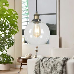 Rackhams Industrial Antique Brass Effect Glass Globe Light Shade - thumbnail 3