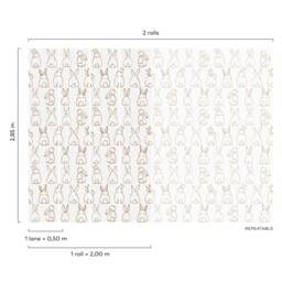 Rackhams Nursery Bunnies 4 Lane Repeatable Wallpaper Mural 200 x 285cm, Terracotta Brown - thumbnail 3