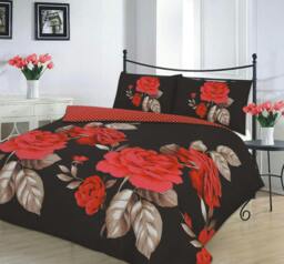 Rackhams Isabella Black and Red Duvet Cover Set - Double - thumbnail 1