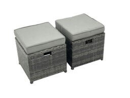 Rackhams Outdoor Rattan Garden Furniture Set 9 Seater Patio Lounge Sofa Set with Square Coffee Table 2 Side Table 3 Footstools Dark Grey Mixed - thumbnail 6