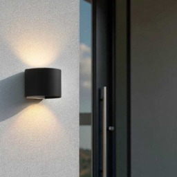Rackhams 6 Watt Round Black LED Up Down Outside Light