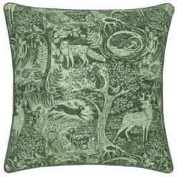 Rackhams Winter Woods Chenille Animals Cushion Cover - Emerald - 50cm x 50cm - Emerald - 100% Polyester