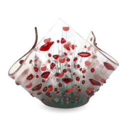 Rackhams Handmade Fused Glass Small Tealight Holder – Poppy Design