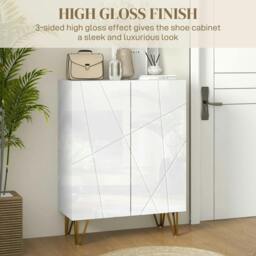 Rackhams Narrow Shoe Storage Cabinet with Soft-Close Hinges and Adjustable Shelves for 15-20 Pairs of Shoes, White - thumbnail 6
