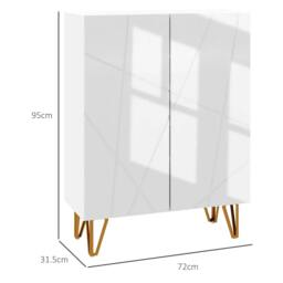 Rackhams Narrow Shoe Storage Cabinet with Soft-Close Hinges and Adjustable Shelves for 15-20 Pairs of Shoes, White - thumbnail 3