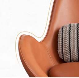 Rackhams Snail Swivel Accent Armchair, Brown Leather - thumbnail 4