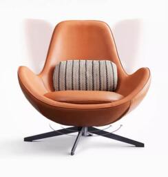 Rackhams Snail Swivel Accent Armchair, Brown Leather - thumbnail 5