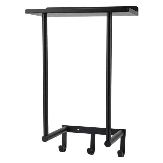 Rackhams Towel Rack Wall Mounted Shelf Bathroom Storage Holder with Hooks Black - image 1