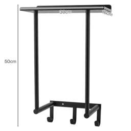 Rackhams Towel Rack Wall Mounted Shelf Bathroom Storage Holder with Hooks Black - thumbnail 3