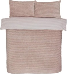 Rackhams Luxurious Reversible Sparkle Ribbed Fleece Duvet Cover with Pillowcases - Super King (220cm x 260cm) - thumbnail 2