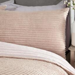 Rackhams Luxurious Reversible Sparkle Ribbed Fleece Duvet Cover with Pillowcases - Super King (220cm x 260cm) - thumbnail 3