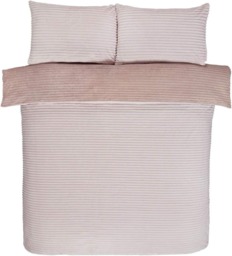 Rackhams Luxurious Reversible Sparkle Ribbed Fleece Duvet Cover with Pillowcases - Super King (220cm x 260cm) - thumbnail 5