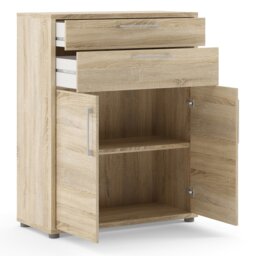 Rackhams Prima Bookcase 1 Shelf with 2 Drawers 2 Doors in Oak - Oak Effect - Wood - 1 - thumbnail 4