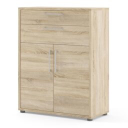 Rackhams Prima Bookcase 1 Shelf with 2 Drawers 2 Doors in Oak - Oak Effect - Wood - 1 - thumbnail 3