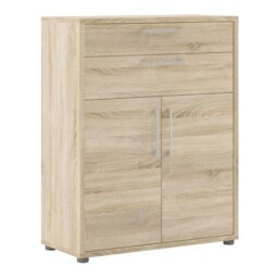 Rackhams Prima Bookcase 1 Shelf with 2 Drawers 2 Doors in Oak - Oak Effect - Wood - 1