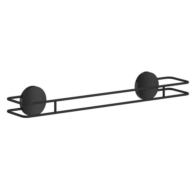 Rackhams Black Stainless Steel 50cm Towel Rail Self Adhesive Bathroom Wall Mounted - image 1
