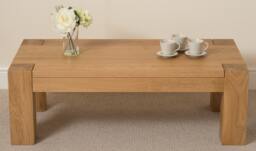 Rackhams Kuba Chunky Oak Coffee Table for Living Room - 120cm - Brown - thumbnail 3