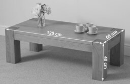 Rackhams Kuba Chunky Oak Coffee Table for Living Room - 120cm - Brown - thumbnail 5