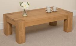 Rackhams Kuba Chunky Oak Coffee Table for Living Room - 120cm - Brown - thumbnail 1