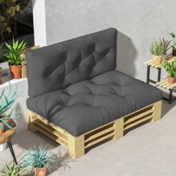 Rackhams 2 Seater Outdoor Seat Cushions and Back for Pallet, Charcoal Grey - thumbnail 3